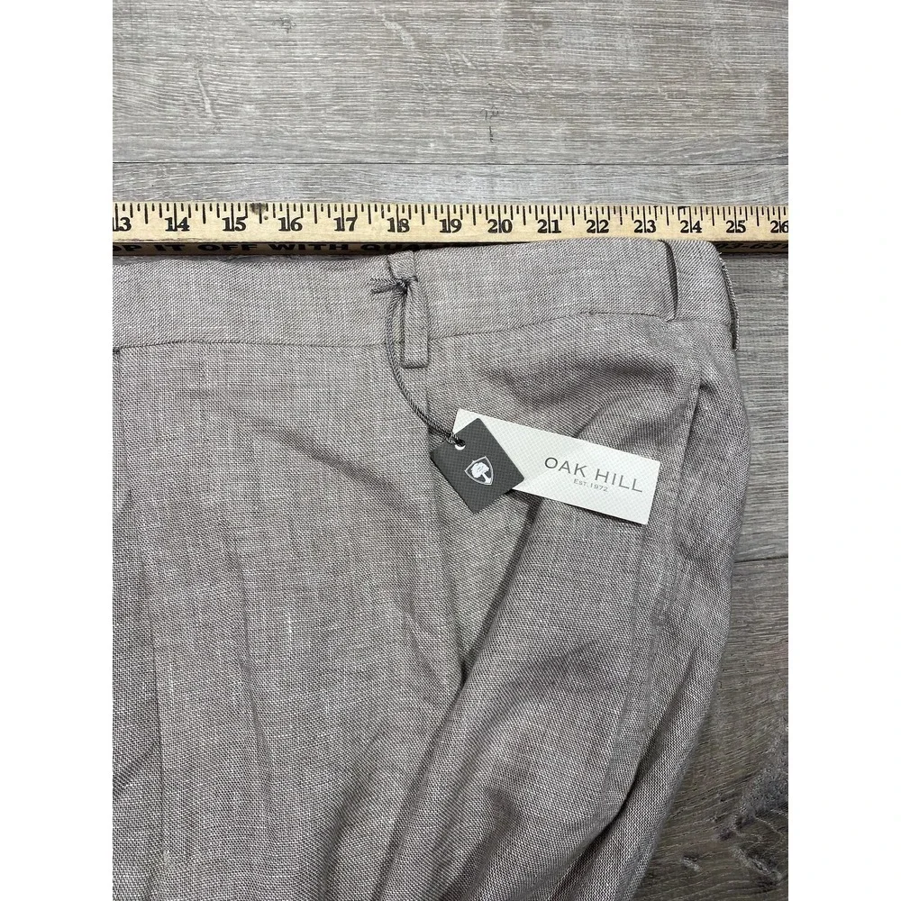 Oak Hill Dress Pants Mens‎ 50x30 Beige Linen Blend Pleated Big & Tall Trousers - Picture 8 of 12
